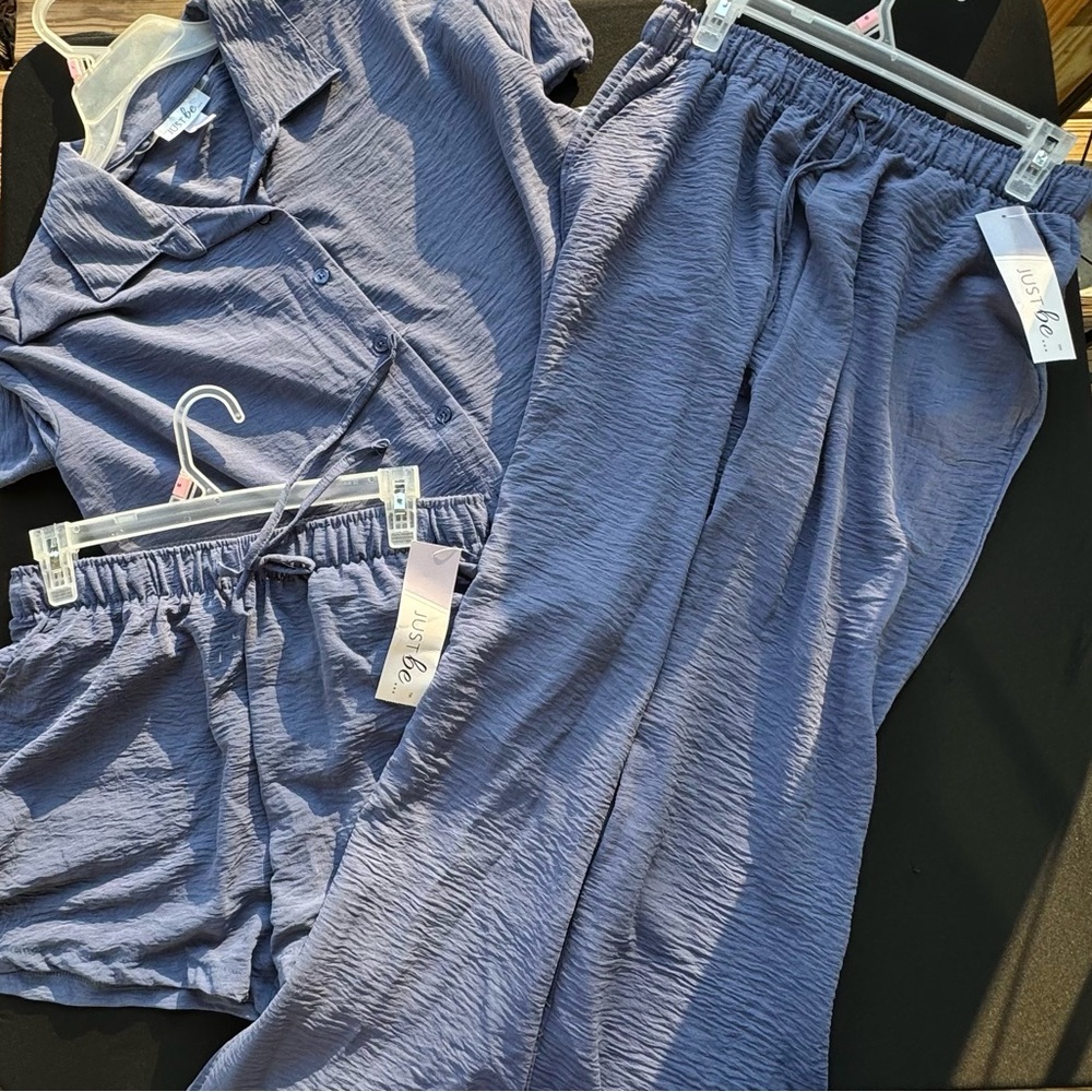 3 PC Set New  “Just Me” crinkled fabric in Blue